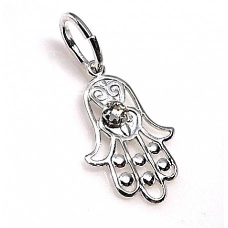 Colgante Mano de Fatima de Plata y piedra